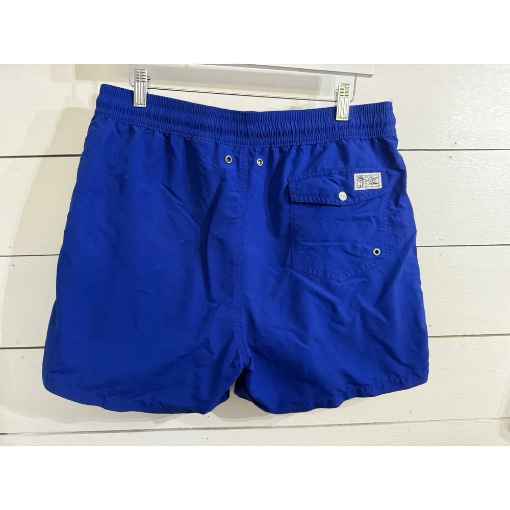 Polo‎ Ralph Lauren Swim Shorts Mens Large Trunks Royal Blue White Lined Pony